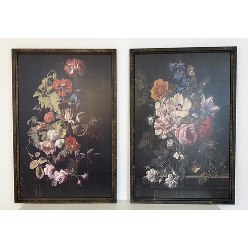 244 - AFTER THE DUTCH SCHOOL, floral still lives, a set of two prints on board, framed, 120cm x 80cm. (2)