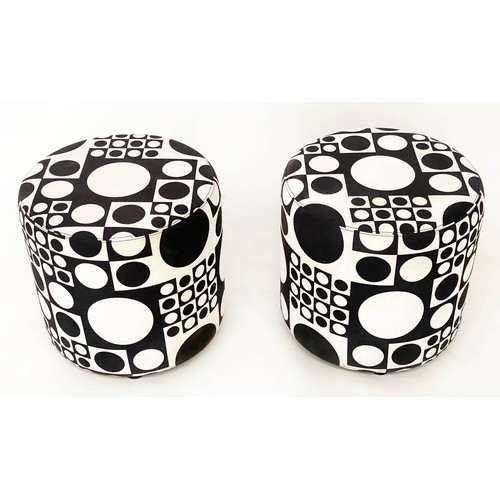 184 - JOHANSON BOB STOOLS, a pair, 43cm H x 43cm W, with Verner Panton 'Geometri' upholstery. (2)