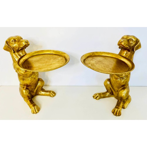 247 - LABRADOR BUTLER TRAYS, a pair, gilt finish, 44cm x 38cm x 27cm. (2)