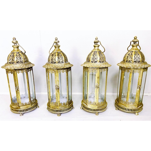 252 - LANTERNS, set of four, 61cm H x 21cm diam., Regency style, gilt metal frames (4)