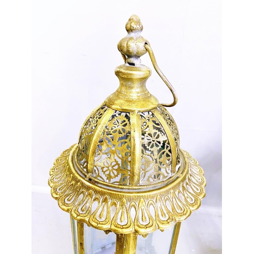 252 - LANTERNS, set of four, 61cm H x 21cm diam., Regency style, gilt metal frames (4)