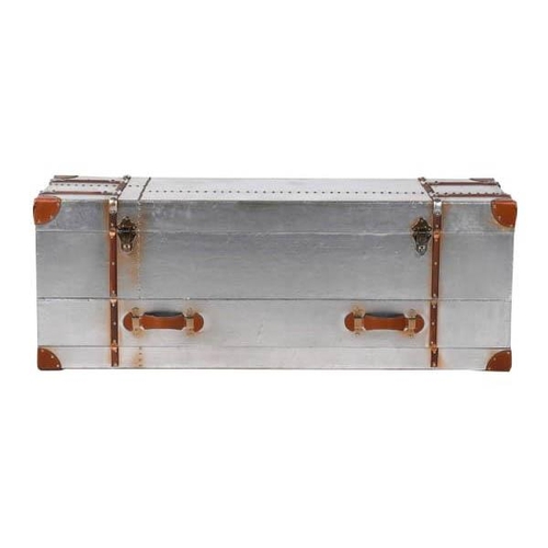 255 - AVIATOR STYLE TRUNK, 45cm H x 120cm W x 40cm D, fitted with a single drawer below and lift up top.