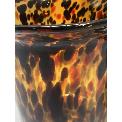 260 - MURANO STYLE VASES, pair, 30cm high, 22cm diameter, flared form, tortoiseshell glass (2)