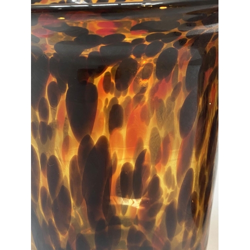 260 - MURANO STYLE VASES, pair, 30cm high, 22cm diameter, flared form, tortoiseshell glass (2)