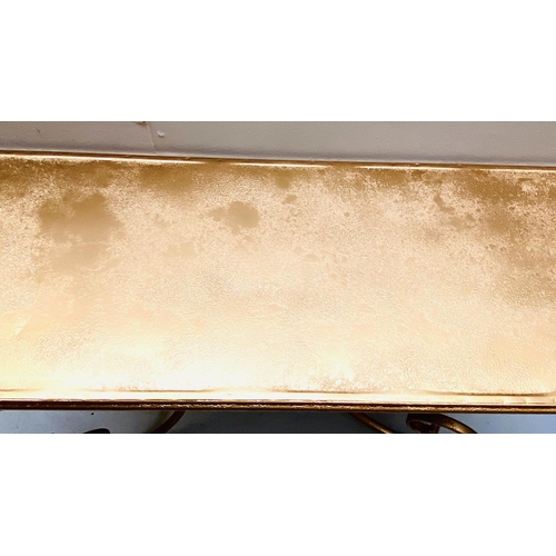 296 - CONSOLE TABLE, 75cm H x 110cm x 35cm, French provincial style, gilt metal.