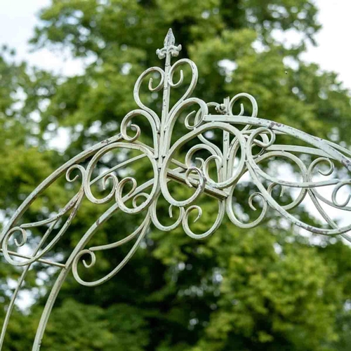 299 - ARCHITECTURAL GARDEN GATE, 250cm H x185cm W x 38cm D, Regency style painted metal.