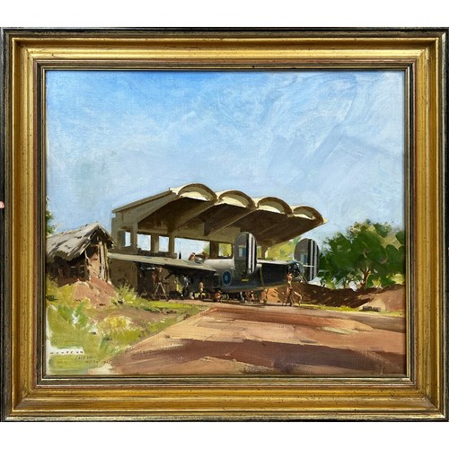 46 - FRANK WOOTTON (1911-1998), 'A RAF Liberator', India', oil on canvas, 39cm x 48cm, framed. (Subject t... 