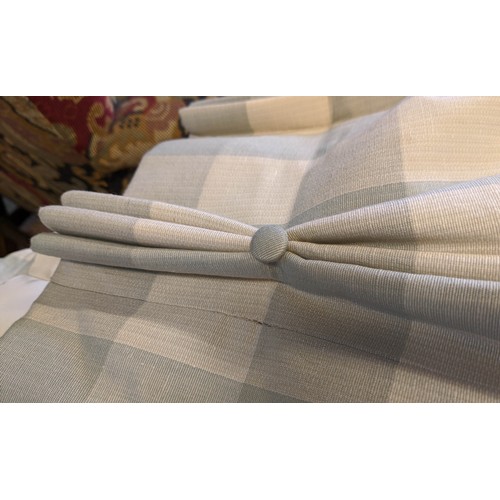 158 - SINGLE CURTAIN, 160cm W  gathered x 205cm drop, in a checked fabric, lined and interlined.