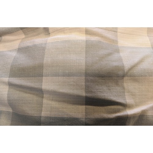 158 - SINGLE CURTAIN, 160cm W  gathered x 205cm drop, in a checked fabric, lined and interlined.