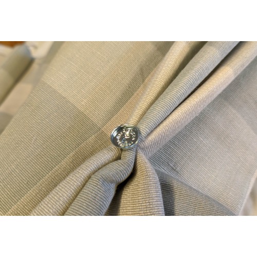 158 - SINGLE CURTAIN, 160cm W  gathered x 205cm drop, in a checked fabric, lined and interlined.