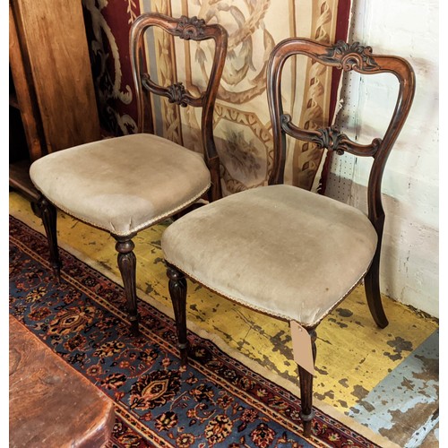 351 - DINING CHAIRS, a set of six, 50cm W x 85cm H, early Victorian rosewood.