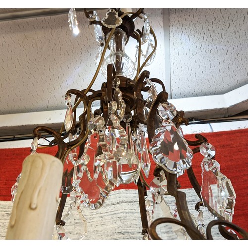 394 - CHANDELIER, approx. 100cm H, continental, multiple, various shaped, faceted glass drops.