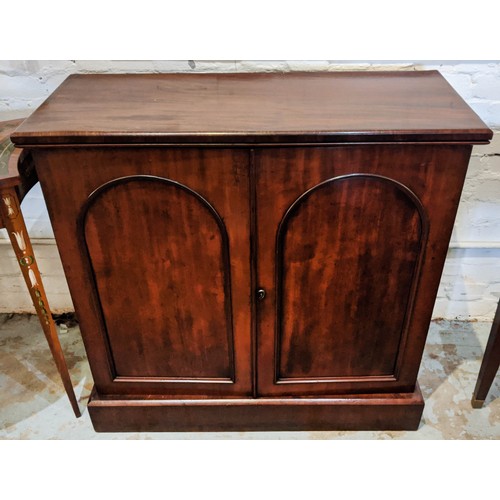 472 - ESTATE CABINET, 91cm W x 88cm H x 38cm D 19th century mahogany with two arched panelled doors enclos... 