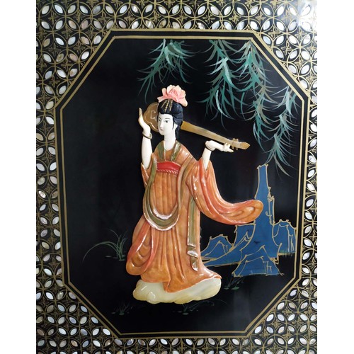 325 - ORIENTAL PANELS, a set of six, lacquered and decorated, each panel 183cm H x 40cm. (6)