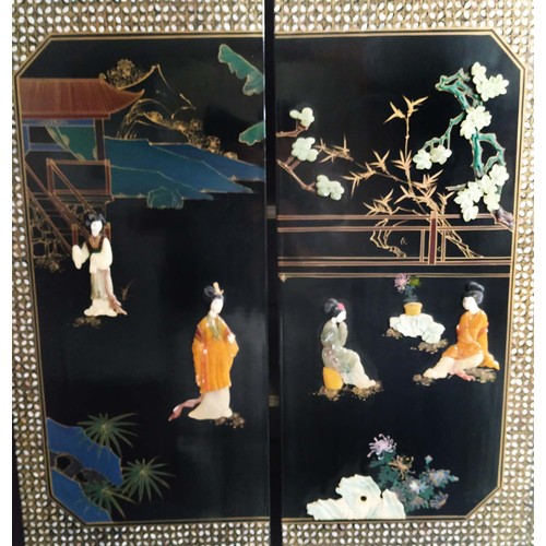 325 - ORIENTAL PANELS, a set of six, lacquered and decorated, each panel 183cm H x 40cm. (6)