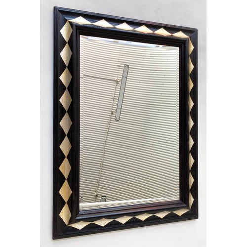 267 - WALL MIRROR, 90cm H x 65cm W, antique Italian style, harlequin silvered wood frame with bevelled pla... 