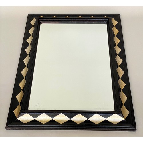 267 - WALL MIRROR, 90cm H x 65cm W, antique Italian style, harlequin silvered wood frame with bevelled pla... 