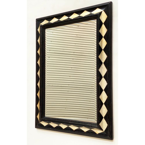 267 - WALL MIRROR, 90cm H x 65cm W, antique Italian style, harlequin silvered wood frame with bevelled pla... 