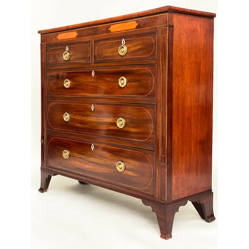 268 - SCOTTISH HALL CHEST, 110cm W x 107cm H x 35cm D, early 19th century flame mahogany and satinwood inl... 