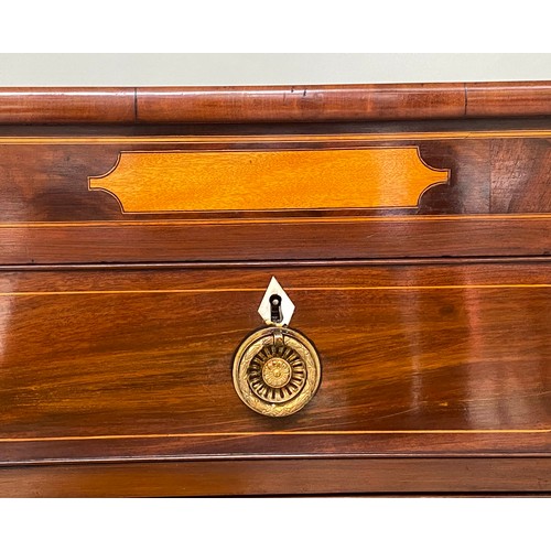 268 - SCOTTISH HALL CHEST, 110cm W x 107cm H x 35cm D, early 19th century flame mahogany and satinwood inl... 