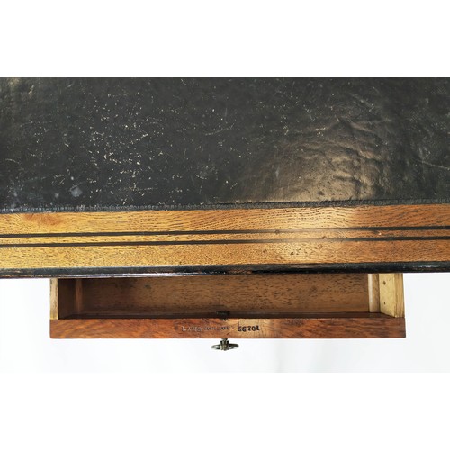 287 - LAMB OF MANCHESTER WRITING DESK, 763cm H x 65cm D x 132cm W, oak with ebonised banding and detail th... 