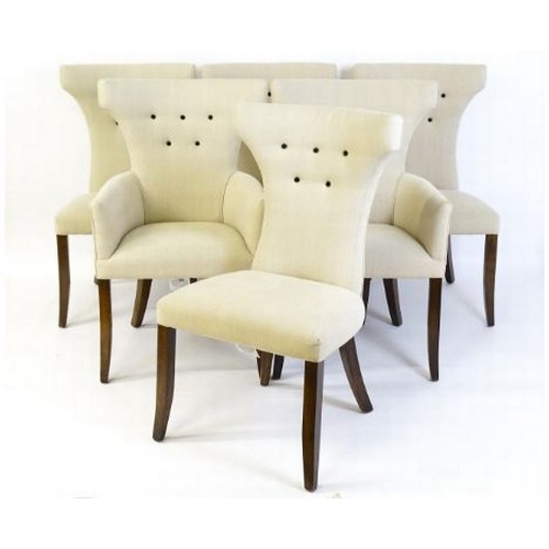 604 - WILLIAM YEOWARD HAMMERHEAD DINING CHAIRS, a set of six, 61cm W, buttoned upholstery, including two w... 