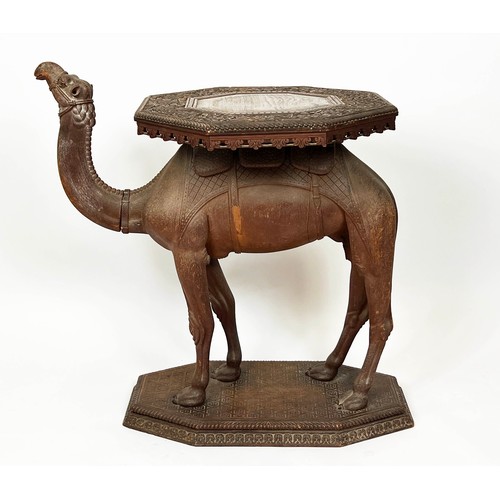 171 - OCCASIONAL TABLE, 76cm H x 74cm W x 49cm, modelled as a camel, circa 1900, Anglo Indian carved teak,... 