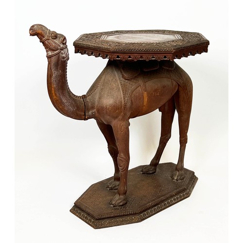 171 - OCCASIONAL TABLE, 76cm H x 74cm W x 49cm, modelled as a camel, circa 1900, Anglo Indian carved teak,... 