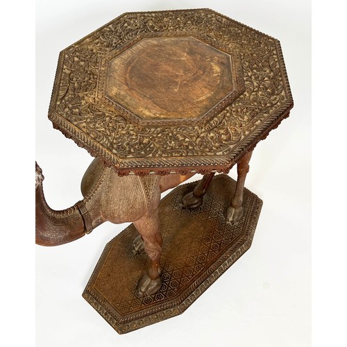 171 - OCCASIONAL TABLE, 76cm H x 74cm W x 49cm, modelled as a camel, circa 1900, Anglo Indian carved teak,... 