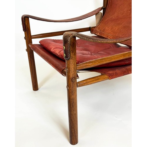 172 - SAFARI CHAIRS, a pair, 72cm H x 66cm W x 68cm D, 20th century rosewood and leather, after a design b... 