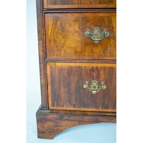 240 - CHEST, 92cm H x 96cm W x 54cm D, Queen Anne walnut and oak, circa 1710, of five crossbanded drawers.