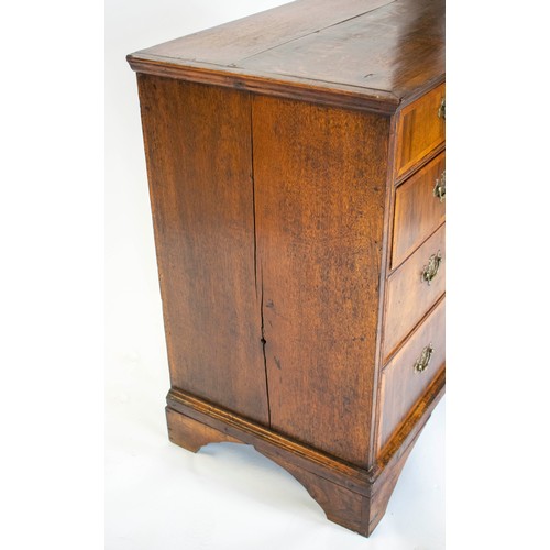 240 - CHEST, 92cm H x 96cm W x 54cm D, Queen Anne walnut and oak, circa 1710, of five crossbanded drawers.