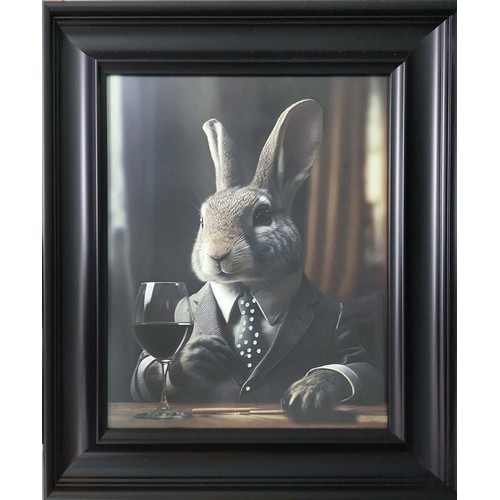 307 - CONTEMPORARY SCHOOL. Mr Rabbit at The Club, 55.5cm x 65.5cm, framed.