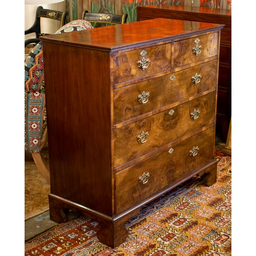 294 - HALL CHEST, 94cm H x 94cm W x 43cm D,  19th century burr walnut, of two short and three long drawers... 