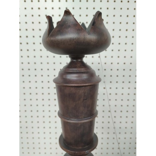 424 - JULIAN CHICHESTER 'KATHRYN'S CANDLESTICK', a pair, 75cm H, aged mahogany. (2)