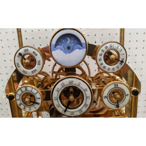 597 - CONGREVE CLOCK, 30cm x 27cm, in glass case, moon phase function, comes with box.