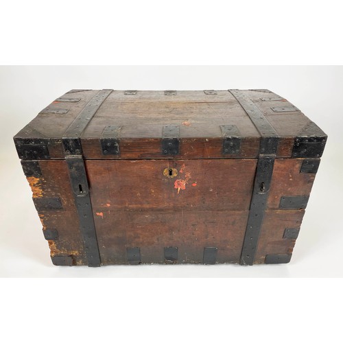 149 - SILVER TRUNK, 98cm W x 60cm D x 61cm H, 19th century oak, iron strapped.