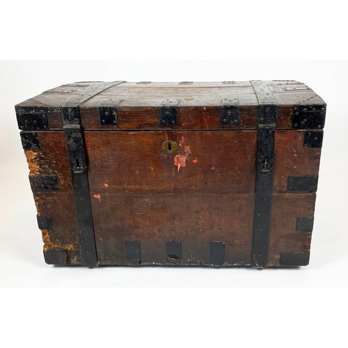 149 - SILVER TRUNK, 98cm W x 60cm D x 61cm H, 19th century oak, iron strapped.