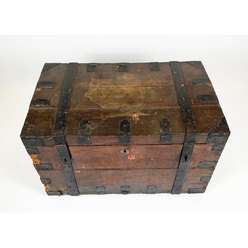 149 - SILVER TRUNK, 98cm W x 60cm D x 61cm H, 19th century oak, iron strapped.