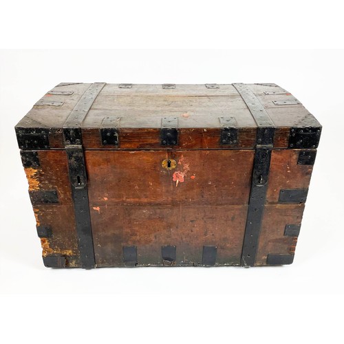 149 - SILVER TRUNK, 98cm W x 60cm D x 61cm H, 19th century oak, iron strapped.