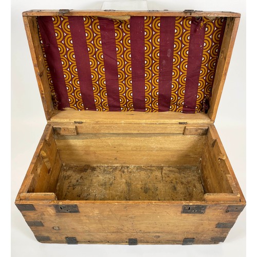 150 - CHEST, 100cm W x 56cm D x 54cm H, 19th century pine and iron bound.