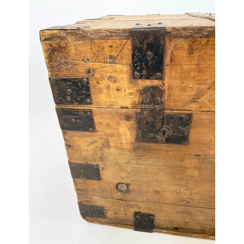 150 - CHEST, 100cm W x 56cm D x 54cm H, 19th century pine and iron bound.