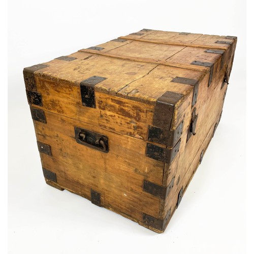 150 - CHEST, 100cm W x 56cm D x 54cm H, 19th century pine and iron bound.