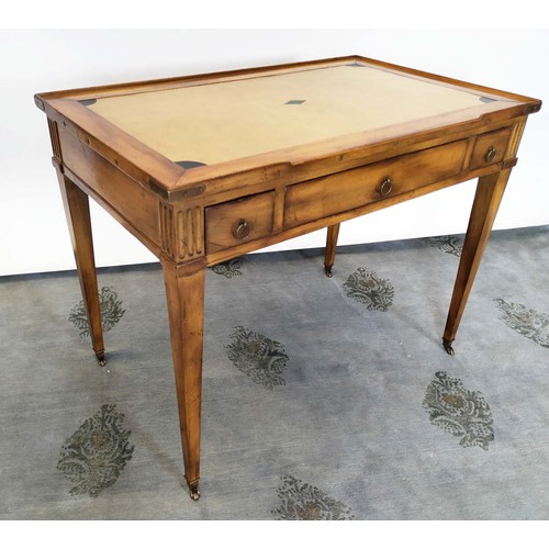 291 - WRITING AND GAMES TABLE, 77cm H x 62cm D x 100cm W, French 19th century style, walnut and brass band... 