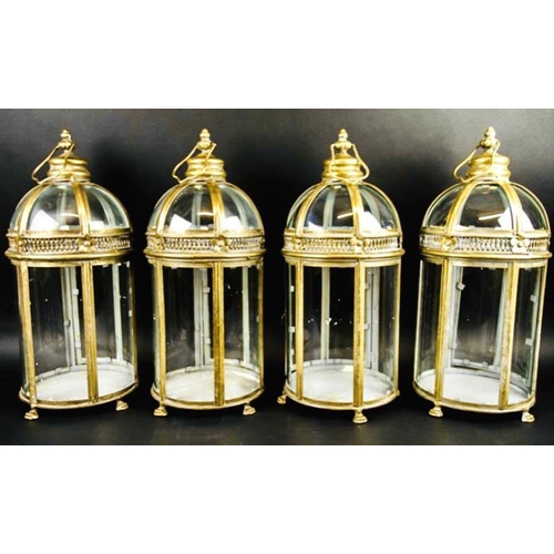 541 - STORM LANTERNS, a set of four, Regency style, gilt metal, 46cm H x 19cm diam. (4)