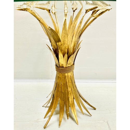 518 - MAISON JANSEN STYLE SIDE TABLE, 60cm high, 70cm diameter, wheat sheaf gilt metal base, circular glas... 