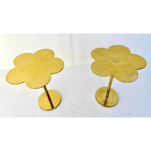 537 - CLOVER LEAF SIDE TABLES, a pair, 51cm high, 41cm diameter, gilt metal. (2)