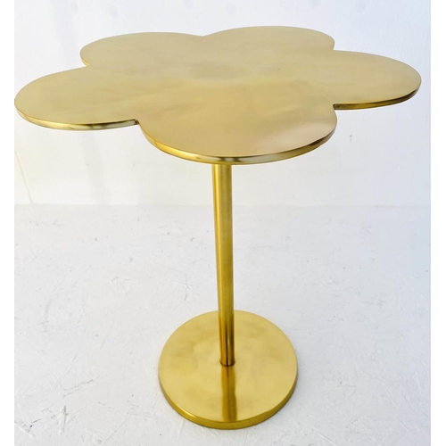 537 - CLOVER LEAF SIDE TABLES, a pair, 51cm high, 41cm diameter, gilt metal. (2)