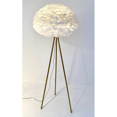 538 - FEATHER CLOUD FLOOR LAMP, 168cm x 60cm diameter, tripod stand.