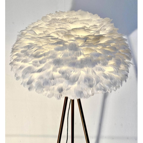 538 - FEATHER CLOUD FLOOR LAMP, 168cm x 60cm diameter, tripod stand.